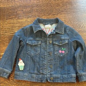 Hanna Andersson Denim Jacket with Cherry and Cupcake Embroidery
